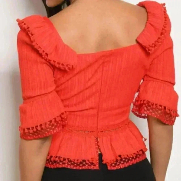Red Peasant Top - Picture 4 of 4